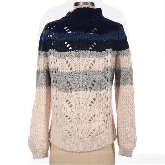✨ J. Crew Sweater Big Sur Alpaca Knit Crewneck Colorblock Navy Stripe✨ - Picture 6 of 11